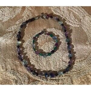 Vintage Crystal Necklace & Bracelet Set Healing Stones Boho Hippie Whimsigoth